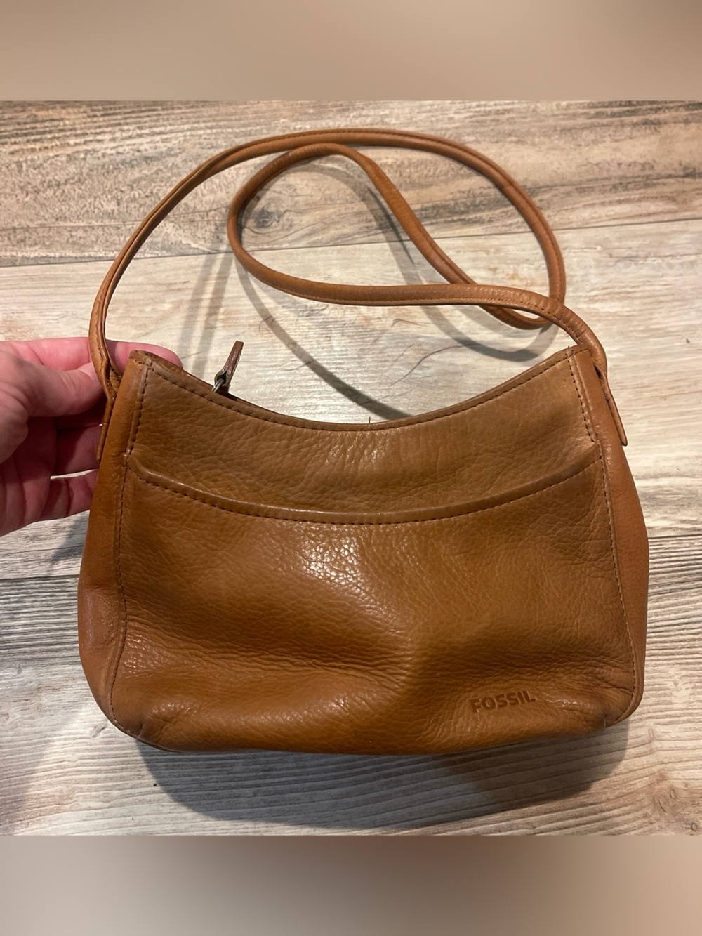 Fossil 1954 Mini Slouch Saddle Crossbody Shoulder Hand Bag Purse Brown Leather
